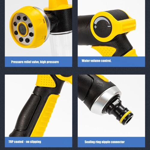 Professional Garden Hose Nozzle With Multiple Spray-Tangerine 1