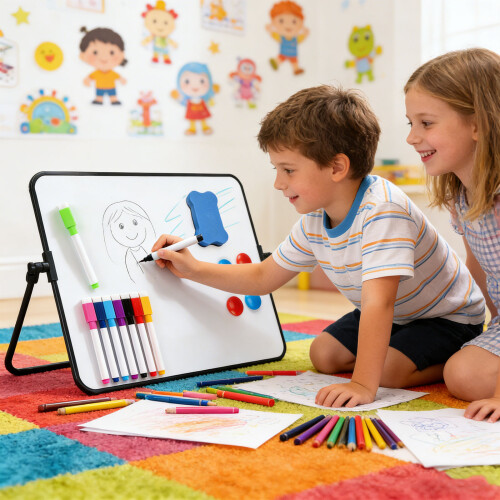 Leicht zu tragendes PVC-Whiteboard mit 360-Grad-Ständer, 1