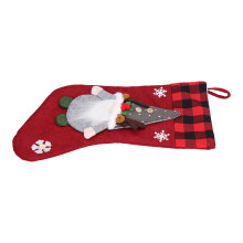 Red Christmas Stocking with Faceless Doll Decor, 46cm Xmas Gift Bag