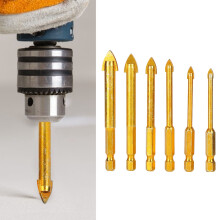 6-Pack Golden Carbon Steel Masonry Drill Bits 4-12mm 1/4in Hex