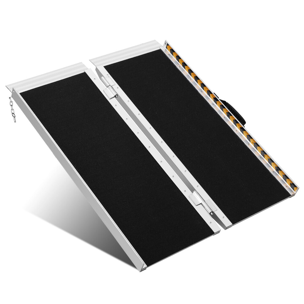 Portable Aluminum Wheelchair Ramp 2FT Foldable NonSlip Threshold Ramp 800LBS Capacity for Doorways and Steps