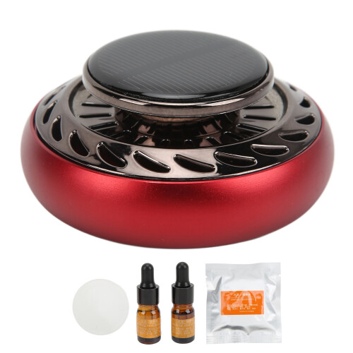 Car Solar Rotating Air Freshener Aromatherapy Diffuser Red 80mm 1