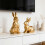 2Pcs Beautiful Golden Cut Spring Rabbit Figurines-Gold 2