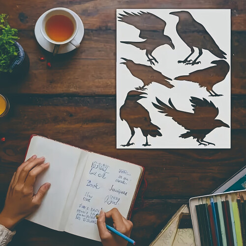 Detailed Ravens Bird Stencil Great For Drawing And Decorative 1
