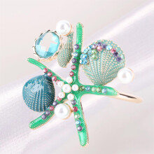 Sea Shell Napkin Ring Set, Zinc Alloy Handicraft, Pink & Blue, 3.5cm Inner Diameter