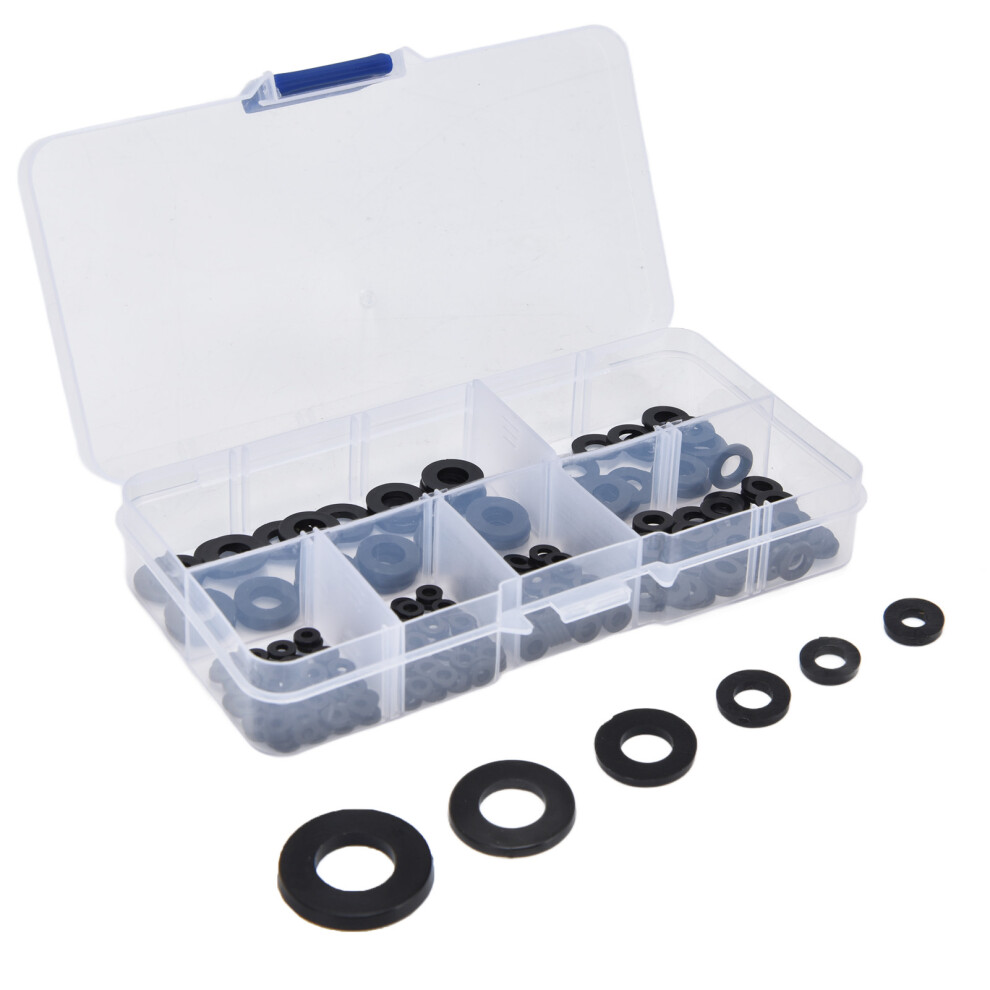 Black Nylon Washers 250Pcs Assortment M2-M6 Flat Sealing Spacer Gasket Kit 3141390606698