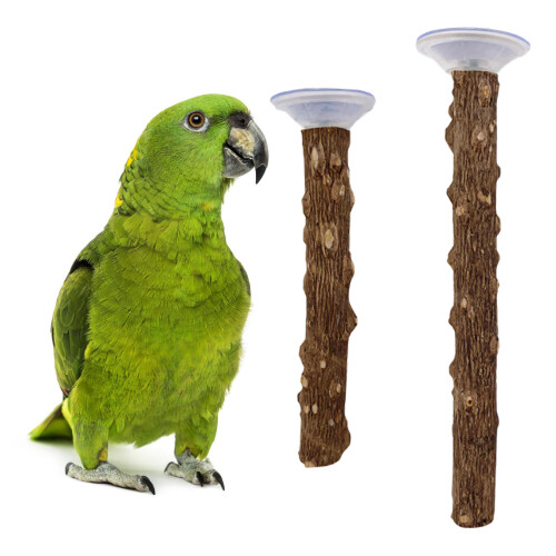 2PCS Wood Bird Perch Stand with Suction Cup Design For Parrots 1