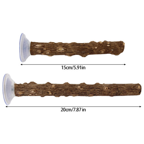 2PCS Wood Bird Perch Stand with Suction Cup Design For Parrots 2