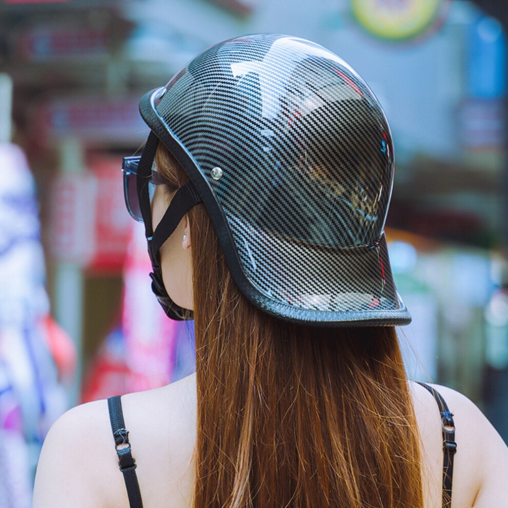 Retro Motorcycle Half Helmet Abs Carbon Unisex 500G Grain 7901390606922