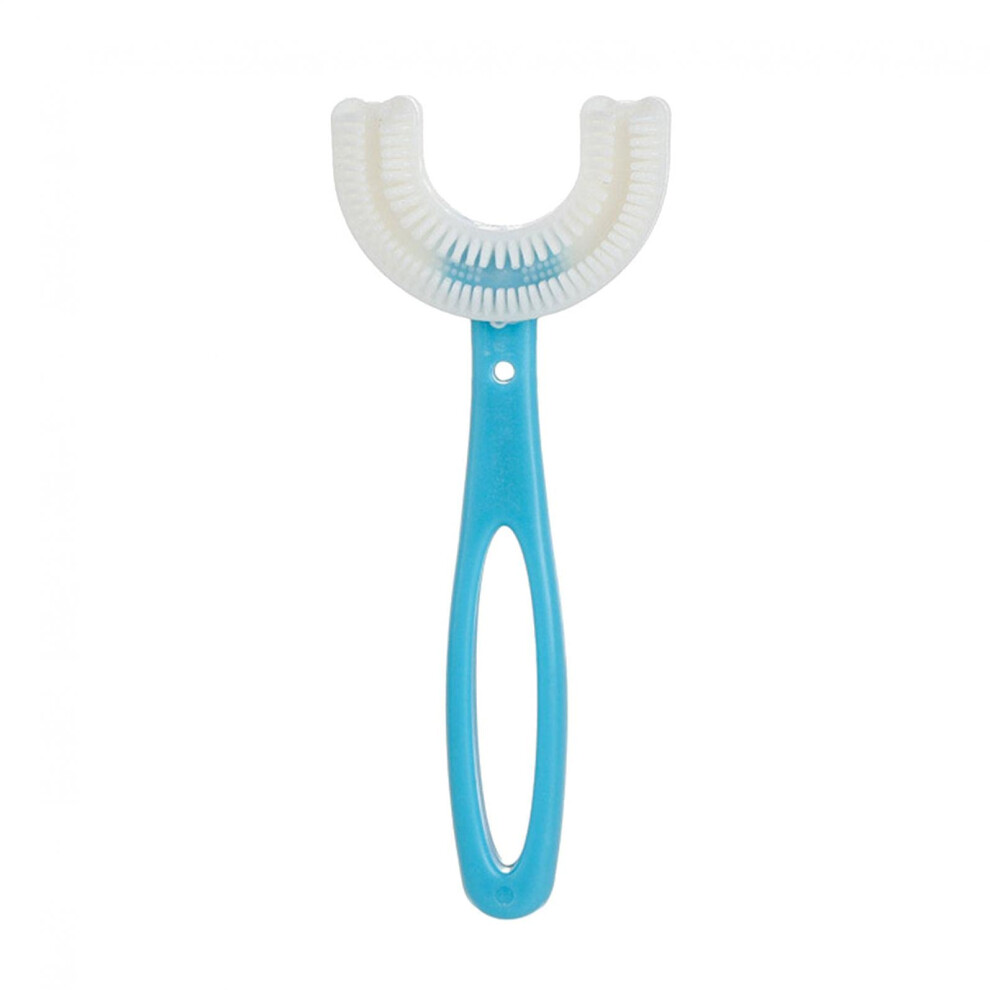 Blue Kids Ushape Toothbrush With Soft Silicone Bristles, 360 Cleaning, For Ages 612