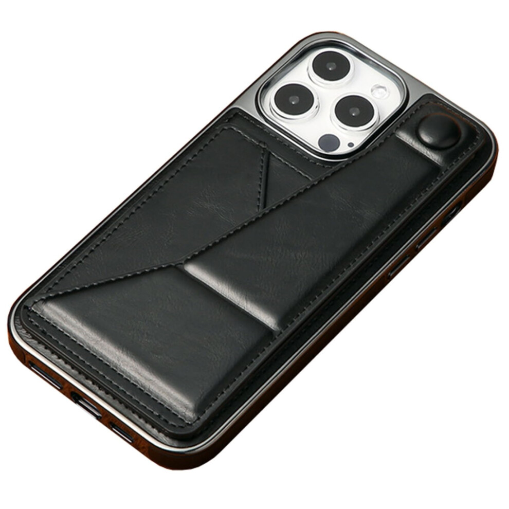 Leather Wallet Case With Card Holder Kickstand Shockproof Cover For Iphone 16 Pro Black 9330225998341