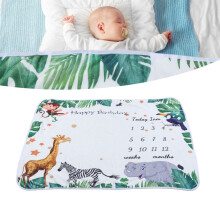 Baby-Meilenstein-Decke aus Polyamid-Faser, Dschungeltiere, 100x75cm