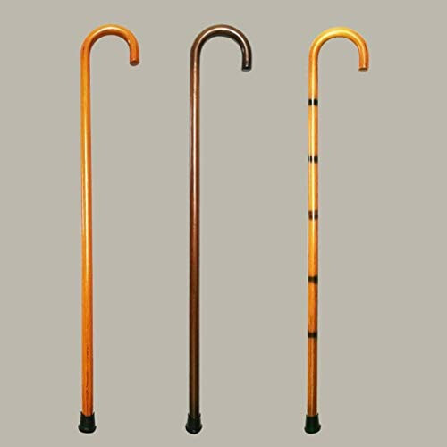Wooden Walking Cane with Ergonomic Round Handle, Solid Wood Crutches for Elderly Mobility Support 1