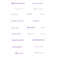 Papier do scrapbookingu – napis „Zaproszenie” - fiolet