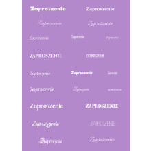 Papier do scrapbookingu – napis „Zaproszenie” - fioletowe tło