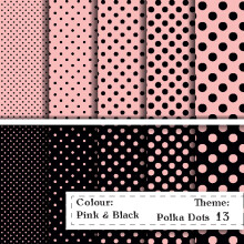 Scrapbookpapier Punkte Rosa-Schwarz 320x475 mm