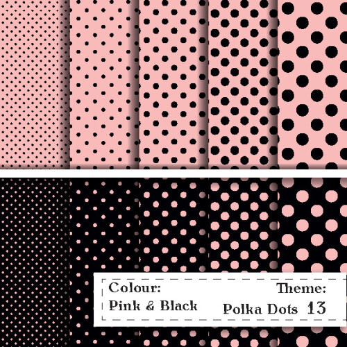 Scrapbookpapier Punkte Rosa-Schwarz 320x475 mm
