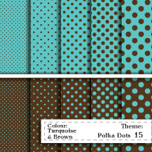 Scrapbooking-Papier Punkte Türkis & Braun – 5 Blatt