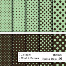 Scrapbooking Papier Punkte Mint & Braun 320x475 mm