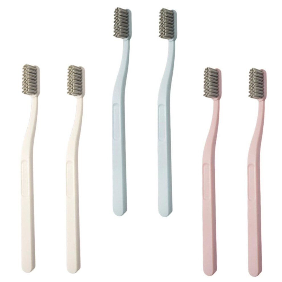 6pcs Hard Bristle Toothbrush for Adults with Firm Nylon Bristles Ergonomic NonSlip Grip Travel Set