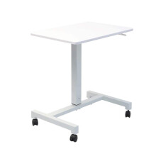 Adjustable Overbed Table with Wheels, White Bedside Table for Sofa or Bed, 69 x 48 cm