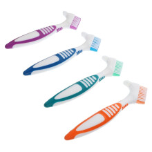 4pcs Denture Toothbrush Set Dual Head Soft and Hard Bristles NonSlip Handle for False Teeth