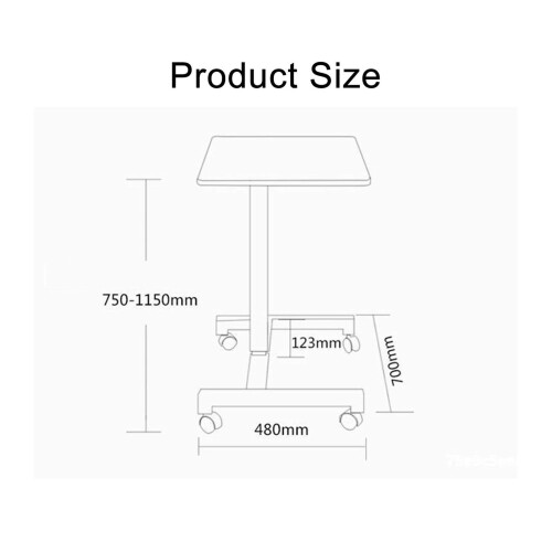Adjustable Overbed Table with Wheels, White Bedside Table for Sofa or Bed, 69 x 48 cm 1