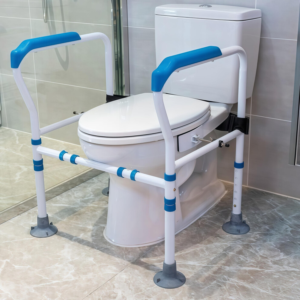 Toilet Safety Rail for Seniors, Foldable Bathroom Support Rail with Suction Base, 350lbs Capacity