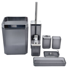 Facile à nettoyer et à organiser, ensemble de bain gris pour une salle de bain entièrement fonctionnelle, ensemble complet d'accessoires de salle