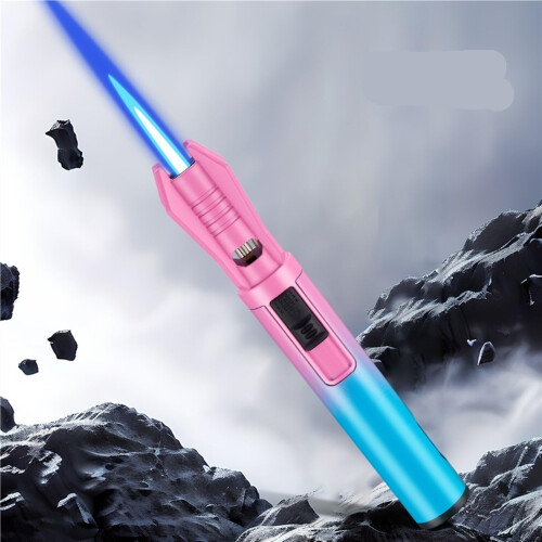 Lighter, Windproof Torch Flame, Refillable Butane Gas for Kitchen BBQ Outdoor (D)