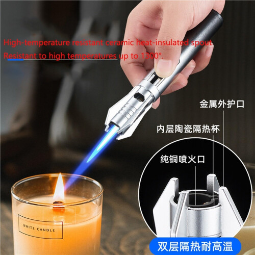 Lighter, Windproof Torch Flame, Refillable Butane Gas for Kitchen BBQ Outdoor (D) 1