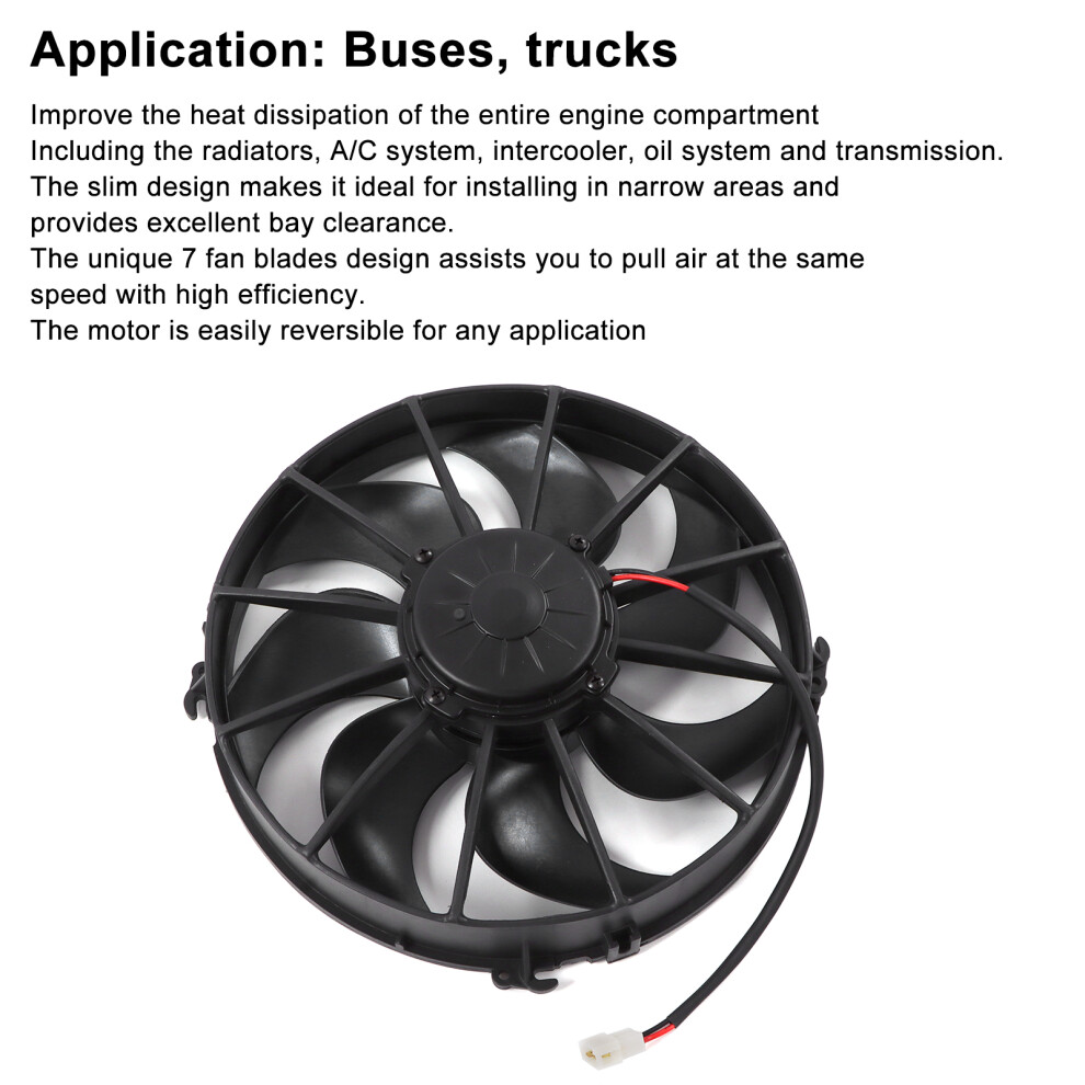 24V Pull Cooling Fan 3200Rpm 7 Blades Truck Bus 7444352750818