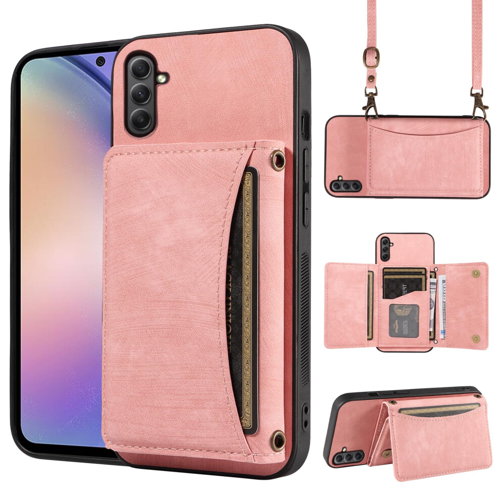 Leather Wallet Case For Samsung Galaxy A15 5G With Card Holder, Magnetic Closure And Crossbody Strap 9330225999706
