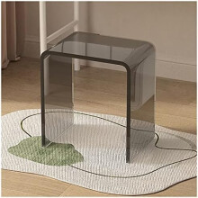 Grey Acrylic Bathroom Shower Stool and Transparent Side Table for Living Room or Bedroom Use