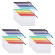 72Pcs Mesh Zipper Pouch Document Bag, Plastic Zip File Folders, Letter Size/A4 Size, for Office Supplies