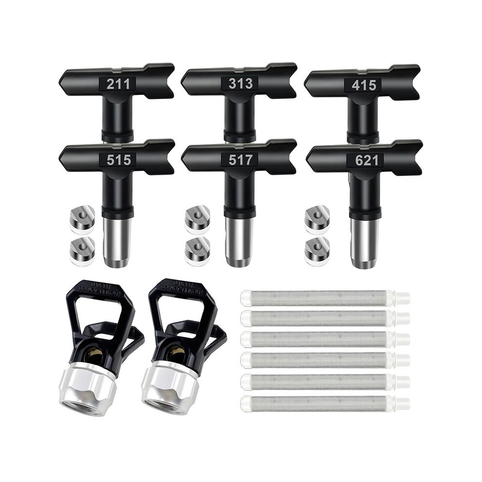 Airless Paint Set, 6 Airless Paint Double Sided Nozzles, 2 Nozzle Guards And 6 Filters For Construction, Fence Black 6032356001183