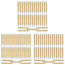 105 PièCes Fournitures de Bureau et Scolaires Stylo Durable Stylo à Bille RéTractable en Bambou Outil D'ÉCriture (Encre Noire)