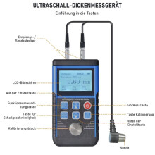 Ultraschall-Dickenmessgerät, Metallmessgerät, Farbdickenmessgerät, Messung 0,8-500 mm, Geeignet für Verschiedene Materialien