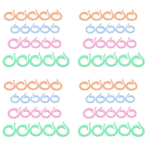 80pcs Colorful Crochet Locking Stitch  Knitting Ring Maker Holder Set