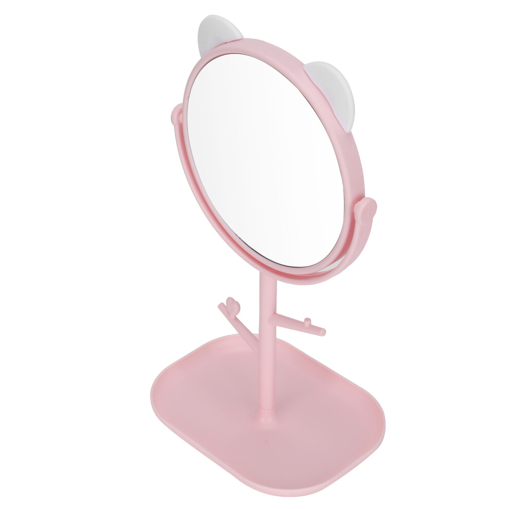 White Cat Ears Adjustable Makeup Mirror with Storage Tray and Stand