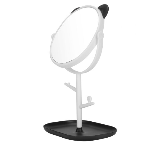Cosmetic Cat Ears Adjustable Vanity Mirror with Storage Tray Black