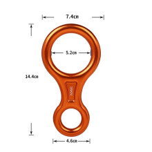 2X 35KN Figure 8 Climbing Descender Aluminum Alloy Downhill Equipment for Climbing Belaying and Rappeling Device, Orange