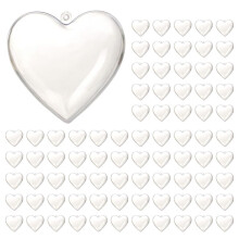 200PCS Heart Shape Christmas Balls Plastic Transparent Xmas Decorations 2021 Fillable New Year (C)