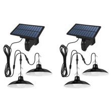2X Wisząca Lampa Solarna na Zewnątrz Wodoodporna Lampa LED Dwugłowicowa Dekoracja Żyrandola do Szopy na Zewnątrz