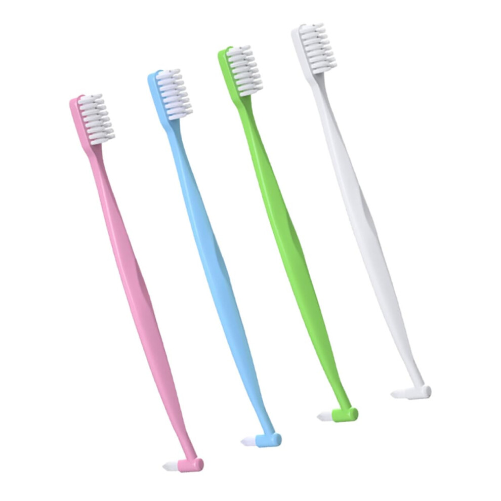 4pcs DualSided Orthodontic Toothbrush with Tapered Interspace Head for Braces Travel Set
