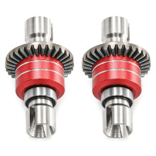 2X Diferencial Delantero y Trasero con Engranaje de Disco de Acero 16420G para Coche RC MJX 1/14 1/16, Accesorios Rojos.