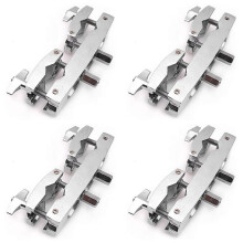 4X Zacisk Bębna 2 Otwory Srebrny Multi Clamp Talerz do Montażu na Stojaku Uchwyt na Bębny Talerze Części Muzyczne Akcesoria do Dzwonków