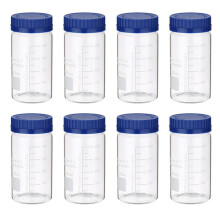 8 Pack Reagent Media Storage Bottles, 500ml Borosilicate Glass Wide Mouth Graduated Round Bottles with GL32 Screw Cap