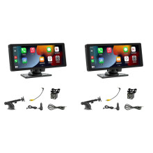 2X Draagbare Draadloze Carplay-Autoradio met Dashcam - 10,26 Inch HD IPS-Scherm, Android Auto, 1080P Achteruitrijcamera,