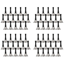 96 Pieces Hand Bells Silver Steel Service Handbells Black Wooden Handle Diatonic Metal Bells (Nickel White)